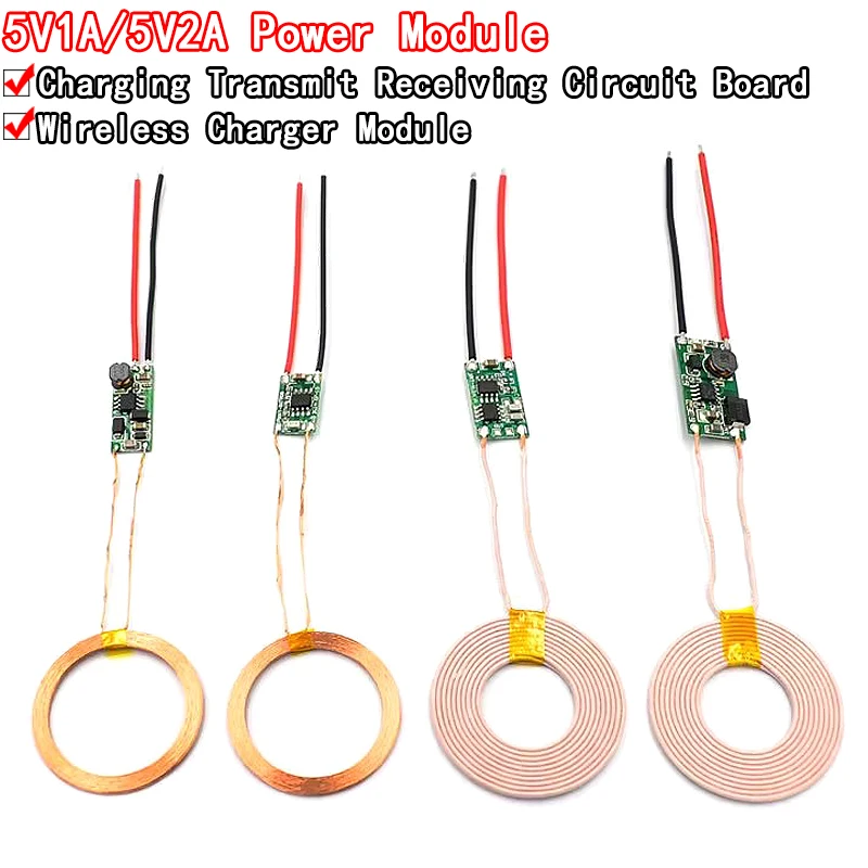 5V 1A/2A Wireless Power Supply Module Wireless Charger Module Transmitter Receiver Terminal Circuit Board Module for DIY Phone