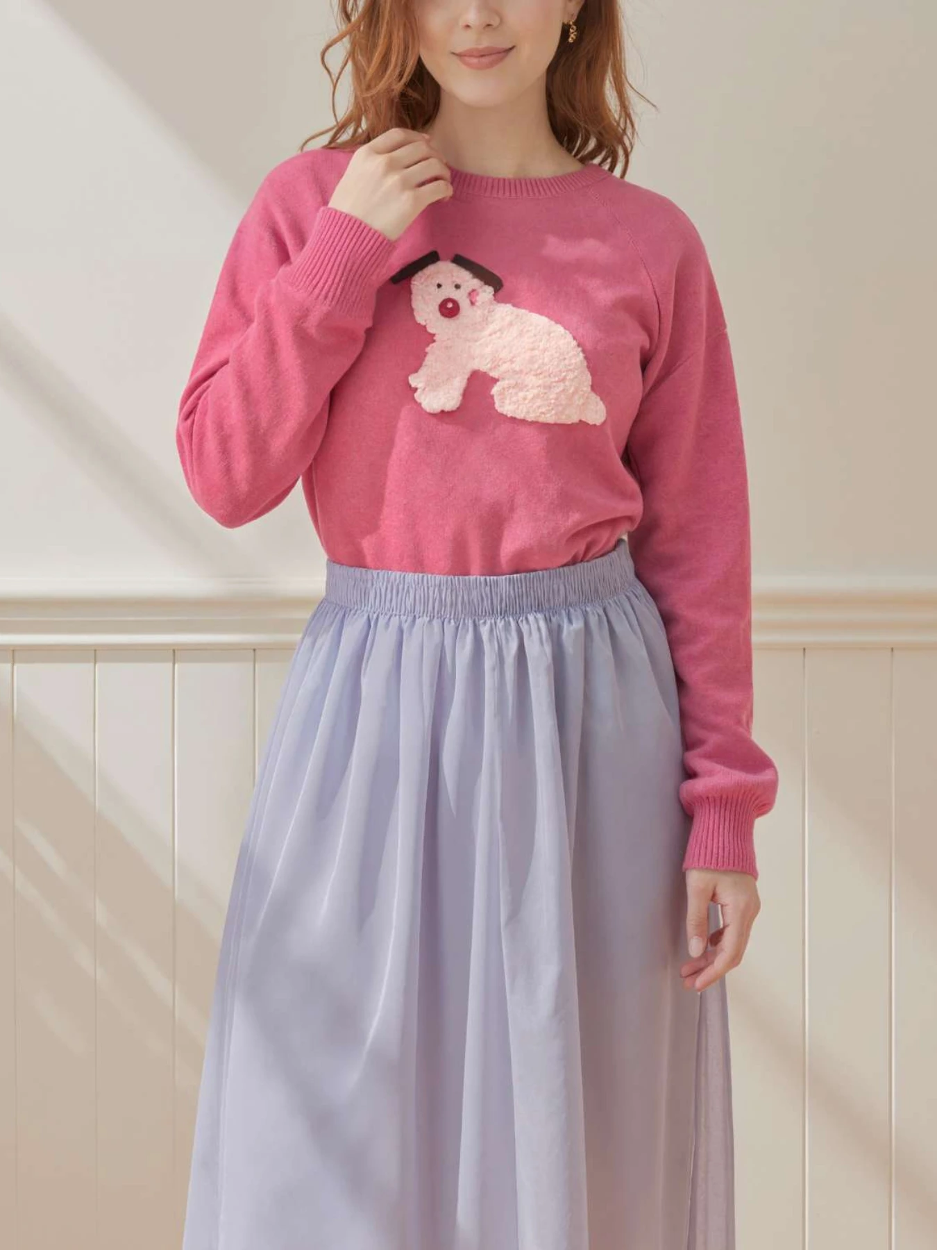 

Autumn and Winter Sweaters for Women, Casual Round-Neck Cartoon Dog Knitwear, Tops for Outings and Dates, Cute and Sweet Style