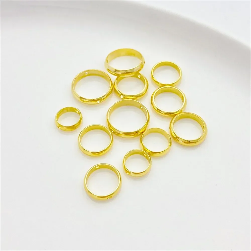 Borsa 14K Oro intarsiato Zirconio Doppia fila Vita piccola Perline Perline Distanziatore Fatto a mano Fai da te Bracciale di perle Collana Accessori di gioielli