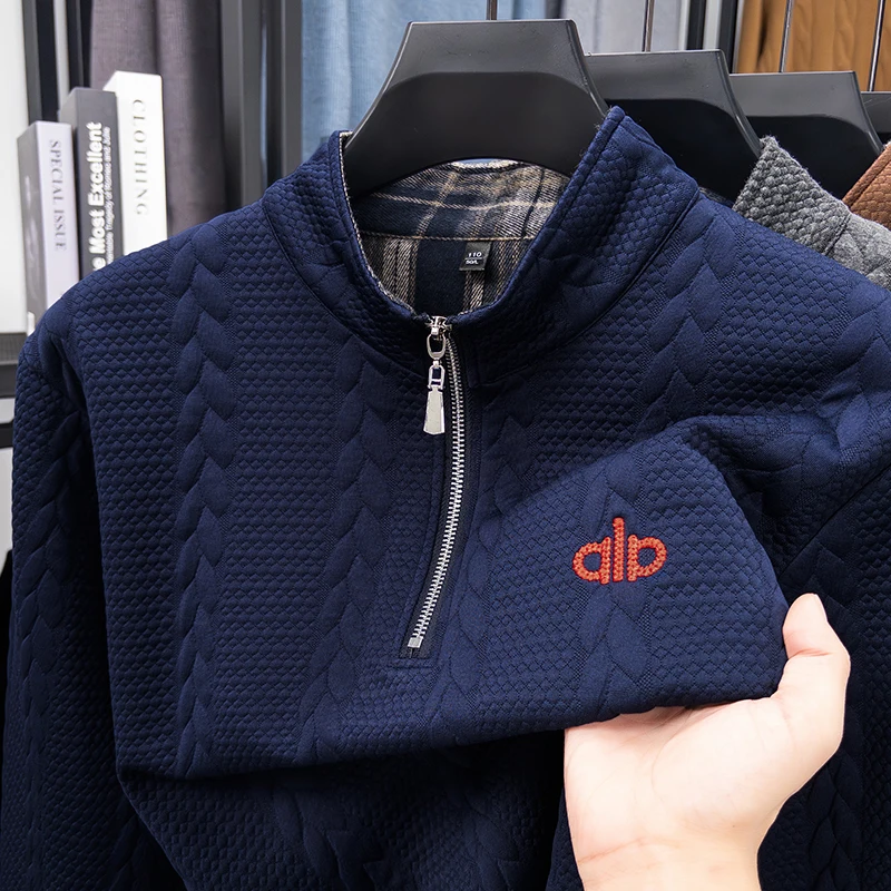 Designer Original Men's Long Sleeve Knitted Pullover Half Zip Stand Collar Soft Warm Casual Classic Fashion Autumn Winter Men's