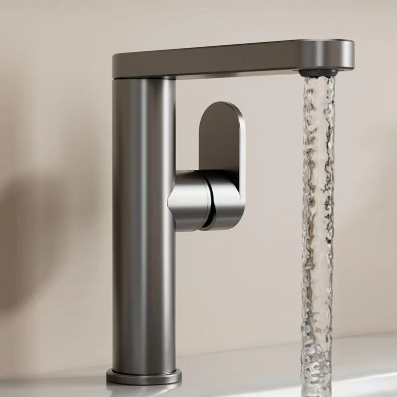 

Space Aluminum Bathroom Sink Faucet High Rise Rotatable Hot Cold Tap For Vessel & Pedestal Basin