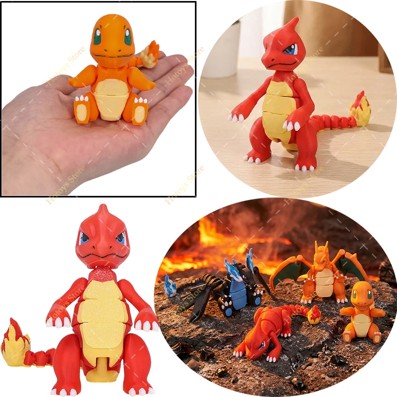 Figura de acción Pokémon Charmeleon Charmander, articulada, coleccionable, modelo de anime, juguete, adorno de mesa impreso en 3D