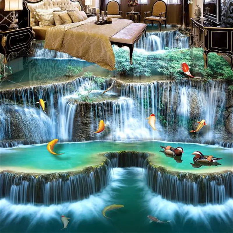 

Customize 3D Flooring Waterfall 3D Stereoscopic Wallpaper For Bedroom Walls 3D Floor Tiles Wallpaper 3D Stereoscopic