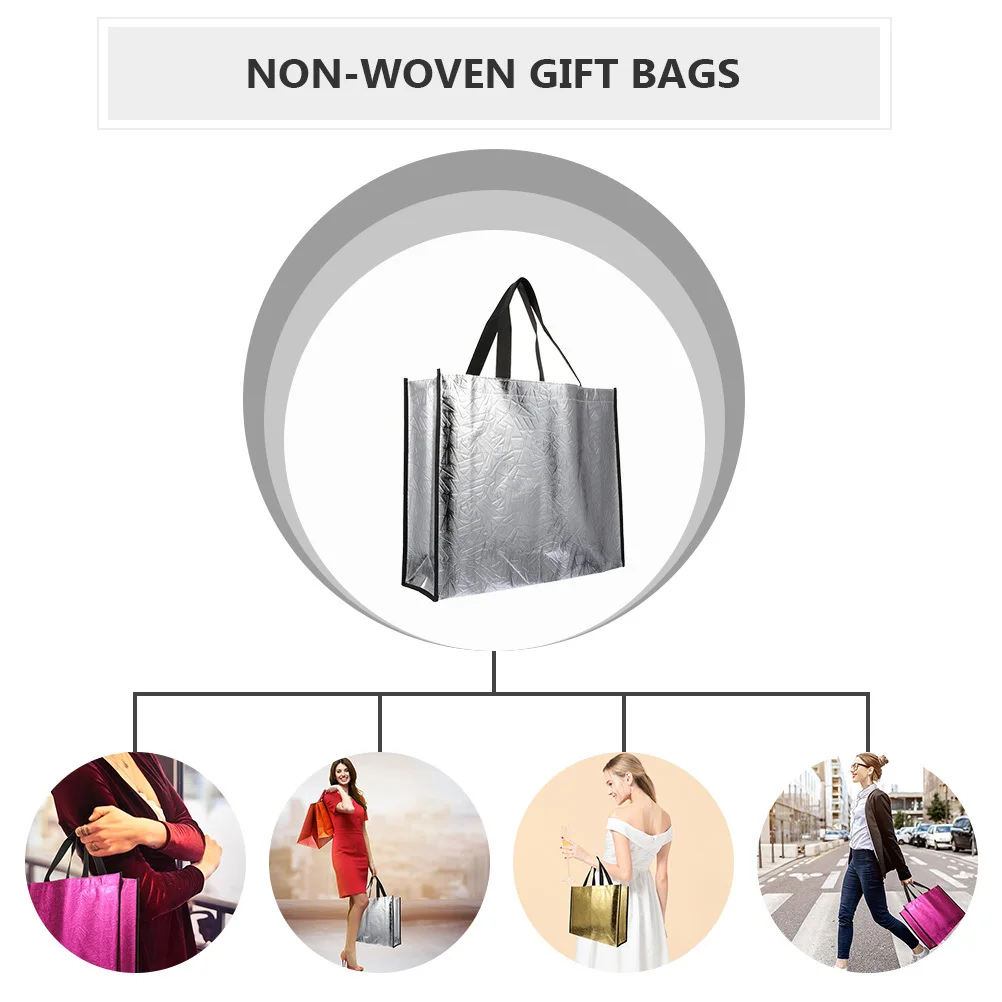 

12Pcs Portable Non-Woven Gift Bags Assorted Color Exquisite Appearance Simple Design Large Capacity Shopping Bags