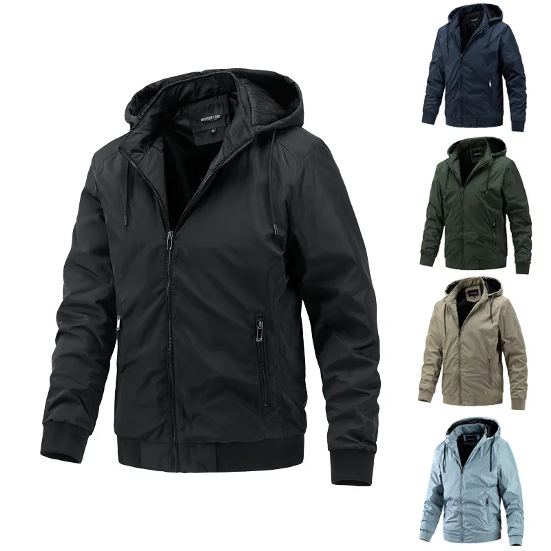 Autumn Mens Hooded Jacket Casual Thin Cotton-padded Windproof Sport Clothes for Men Removable Cap Outdoor Hoodies Coats MY889