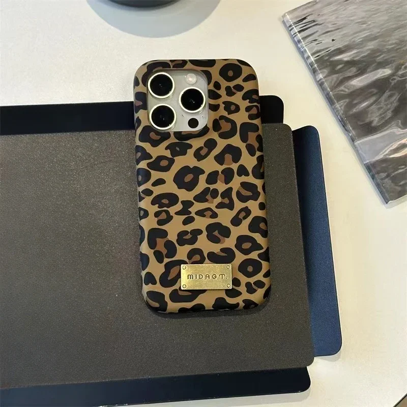 Nuova custodia per telefono in pelle adatta per iPhone 16Promax Leopard Print 15pro Card Pack 14 All Inclusive 13 Custodia protettiva a tutto tondo