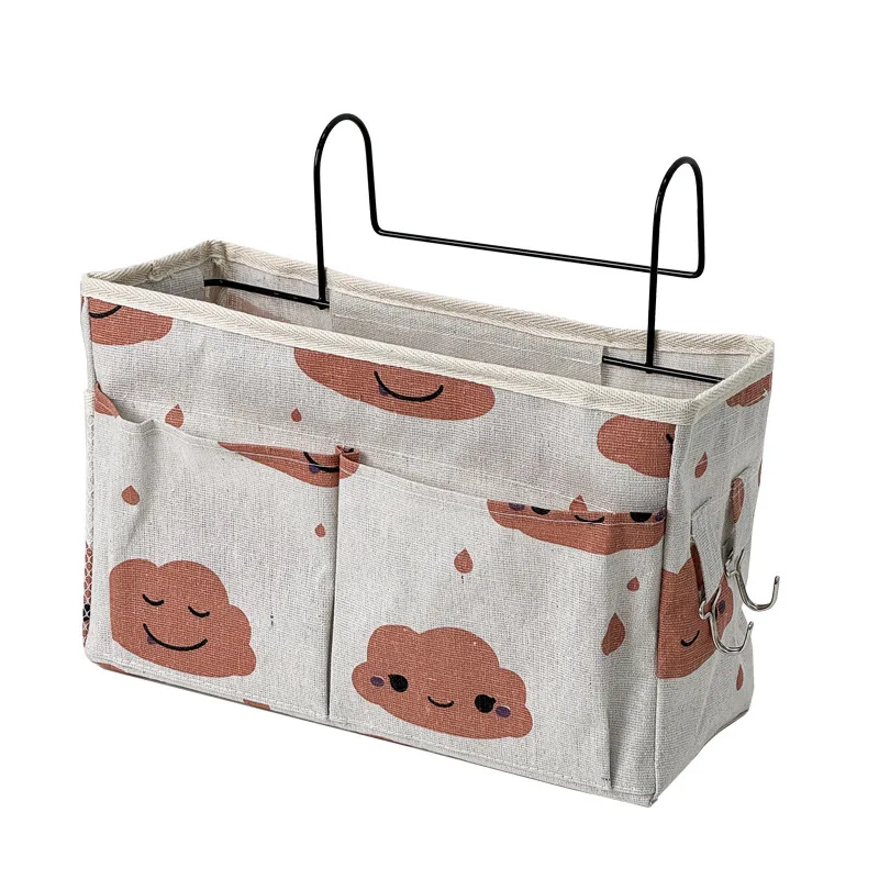 

1PCS Big Capacity Bedside Hanging Basket No Punching Required Shelf Crib Storage Baby Diaper Fence Table Box Bedside Hanging Bag