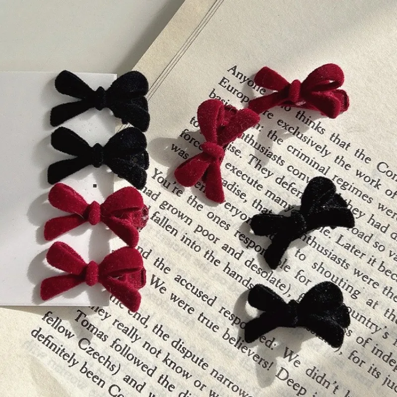 Mini Red Velvet Bow Hair Clips for Girls Sweet Candy Color Velvet Small Bow Knot Hairpins Hairgrips Barrette Hair Accessories