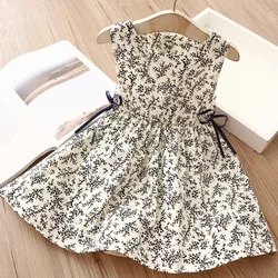 2024 Summer 3 4 5 6 8 10 12 Years Children's Elegant Princess Cotton Cute Full Floral Print Sundress Tank Kids Baby Girls Dress