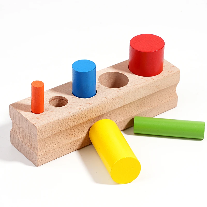 Montessori Cylinder Socket Puzzles Toy Baby Development Practice And SensesPreschool Educational Wooden Toys For Children - view 4