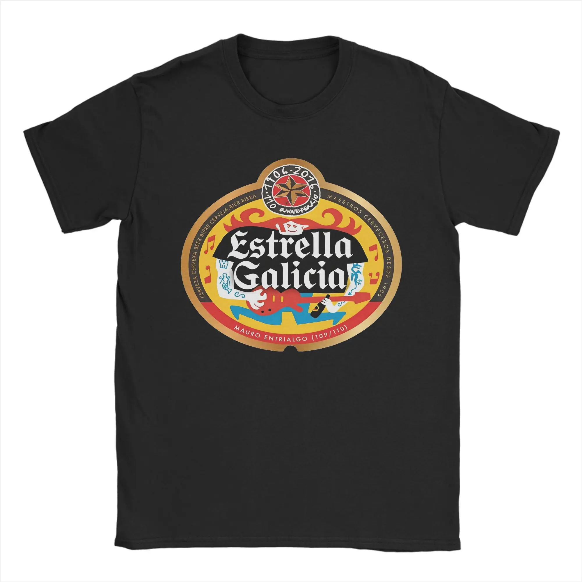 Estrella Galicia Beer Camiseta Verão Camisetas de Algodão Para Homens Hipster Camiseta Casual Camisa de Manga Curta Vintage Tops