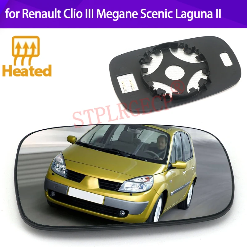 Lente de Cristal para Espejo Retrovisor Lateral con Calefacción, Lado del Conductor o del Pasajero, Izquierdo o Derecho, para Renault Clio III, Megane, Scenic, Laguna II