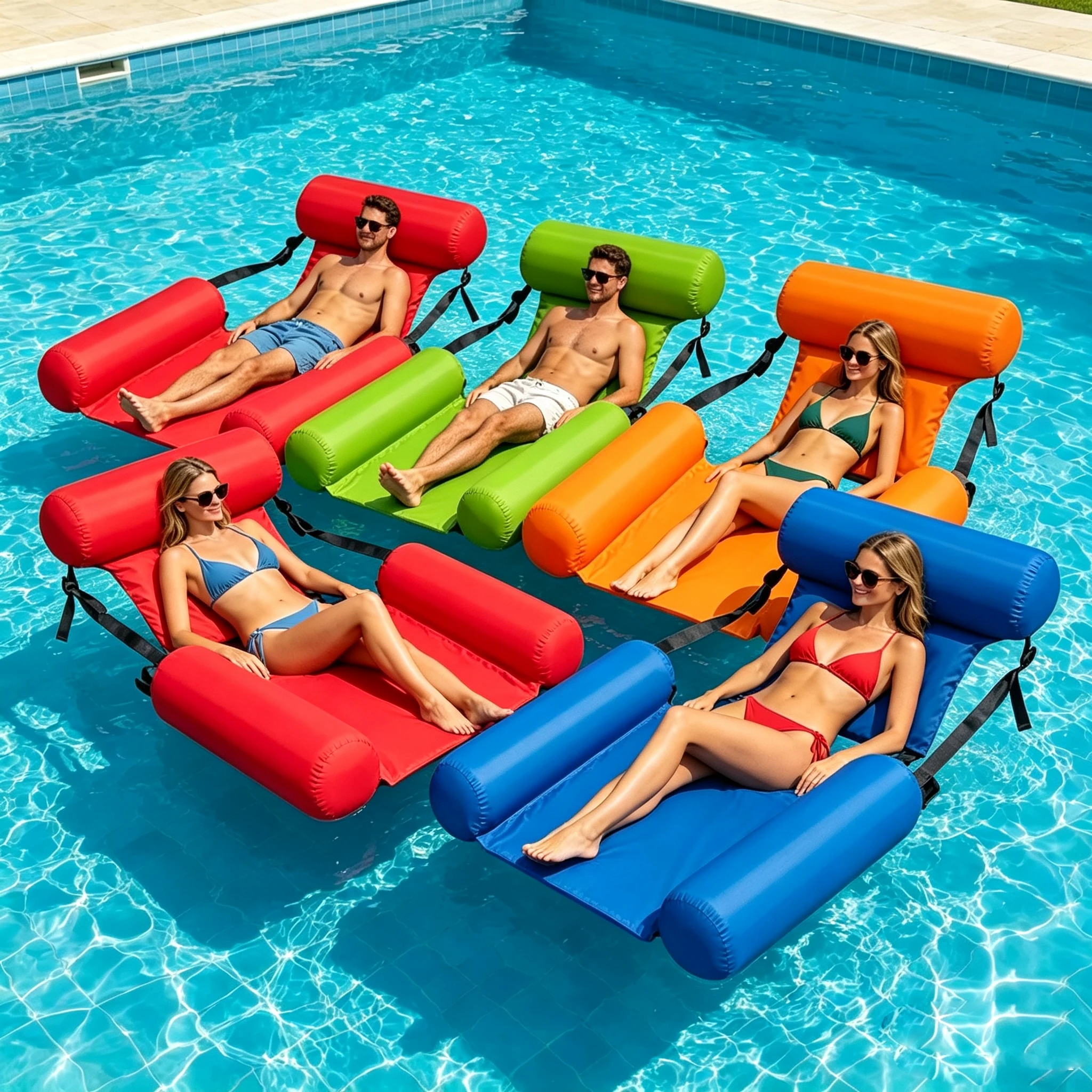 1 Stück Faltbare Aufblasbare Matratze für Wasserspaß, Schwimmbad-Hängematte, Liegestühle, Wassersport-Pool-Schwimmkörper, Strandzubehör