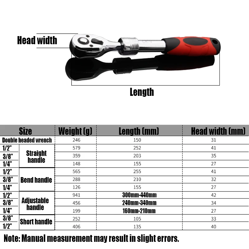 1PCS Ratchet Socket Wrench 1/4