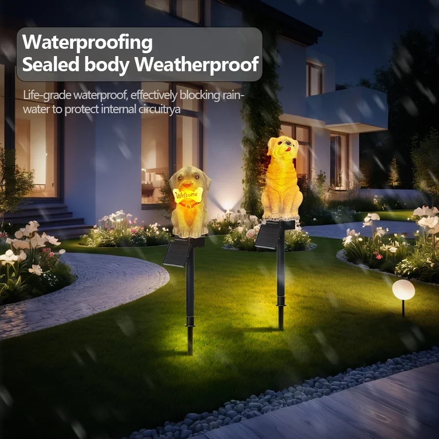 Solar Powered Resin Dog Bird Owl Lawn Lamp Solar Led Light Outdoor Garden Decoration Lamp Waterproof Solar Lights
