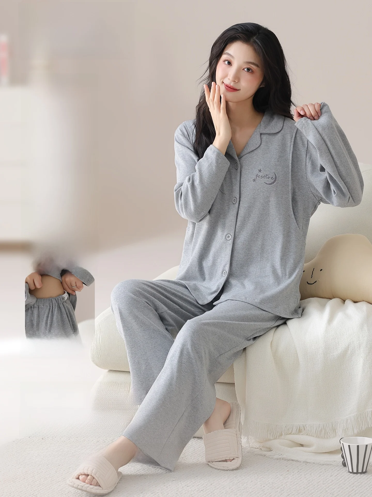 pure-cotton-postpartum-home-clothes-sweat-absorption-spring-summer-new-mothers-nursing-home-suit-comfortable-long-sleeve-slee