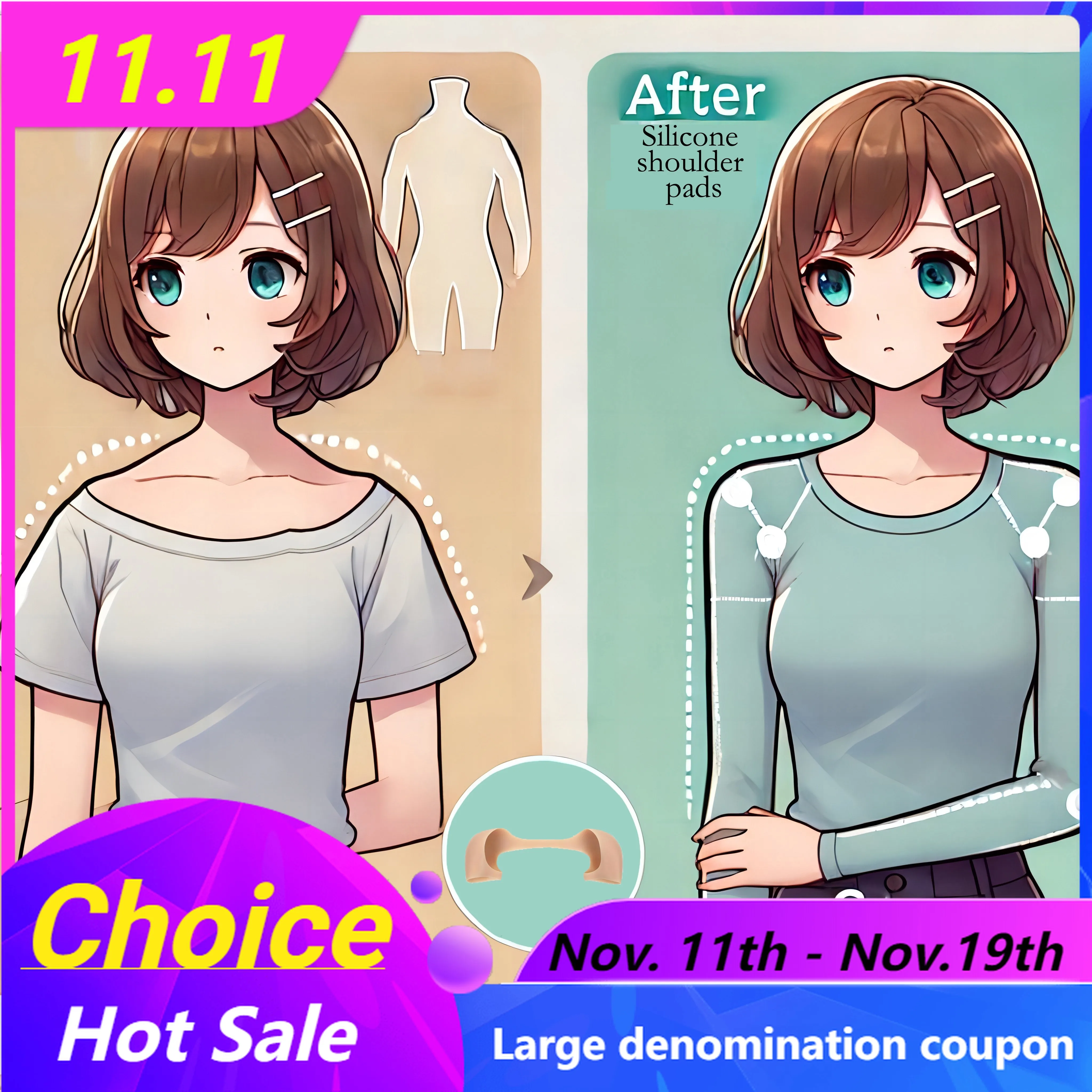 

Innovative Silicone Shoulder Pads for Women & Men, Reusable and Anti Slip, Perfect for Your Shirt Suit