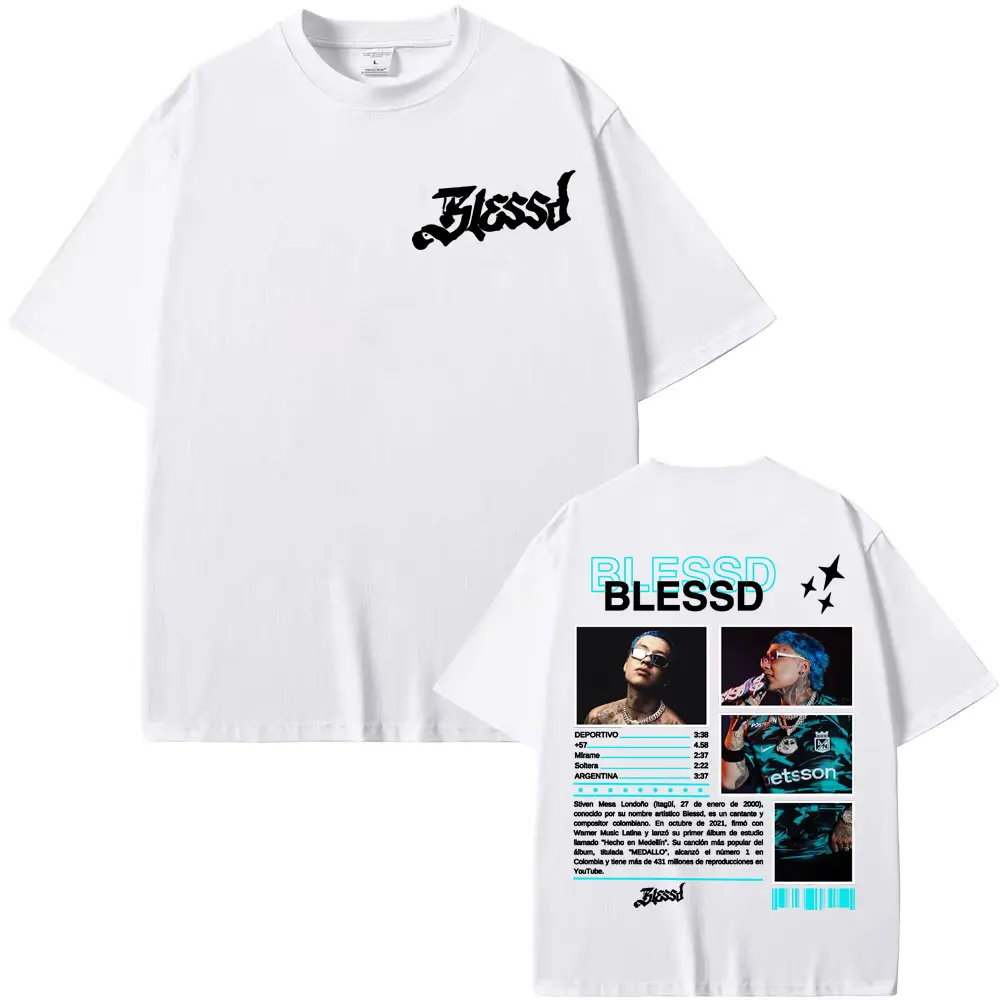 Rapper BLESSD BENDECIDO 2025 Tour T-shirts Men's Clothing Cotton