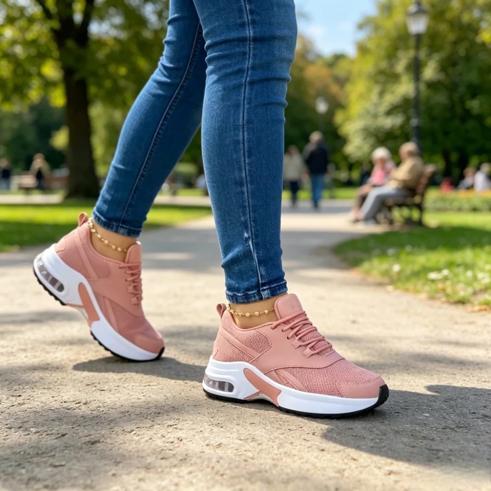 Modische Damen-Sportschuhe, Frühjahrskollektion, Lässige Damenschuhe mit Dicker Sohle, Rutschfeste Mesh-Schuhe, Weichsohlige Einfache Flache Schuhe – Detail 2