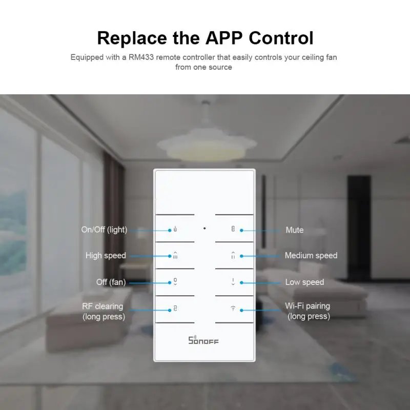 SONOFF IFan04 100-240V WiFi Rf433 Smart Ceiling Fan Light Switch Controller Support Rm433 RF Remote Alexa Google Siri EWeLink