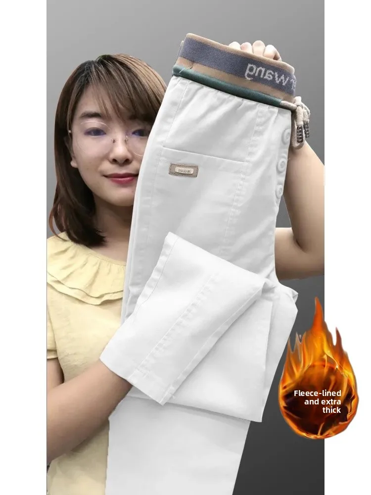 Thiened Fce Gevoerde Harlan Jeans Hoge Taille Lange Broek Pendelen Sle Koreaanse Faion Herfst Winter Seizoen Label Verwijderd