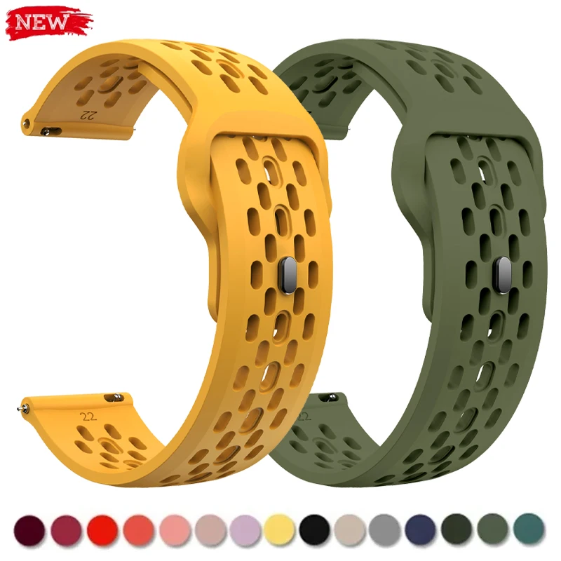 18mm 20mm 22mm Silicone Strap for Samsung Galaxy Watch 6 5 4 40mm 44mm 5Pro Breathe Band for Huawei Watch 4 Ultimate Bracelet