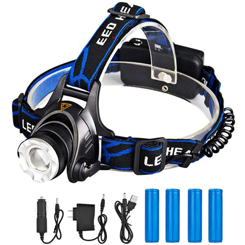 ZK20 Rechargeable Waterproof Flashlight Zoomable 3 Modes LED Head Lamp Work LED Helmet Flash Light Torch Flashlight