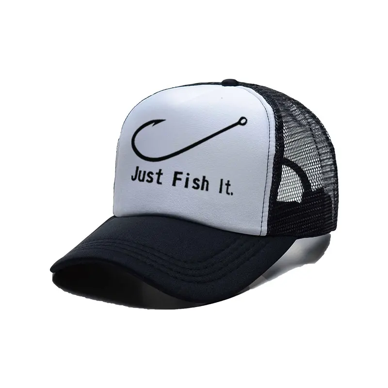 Fishing Cap Fish Hook Trucker Cap Just Fish It Cap Men Funny Pike Fish Fishing Cap for Man Hook Hat  hats for women