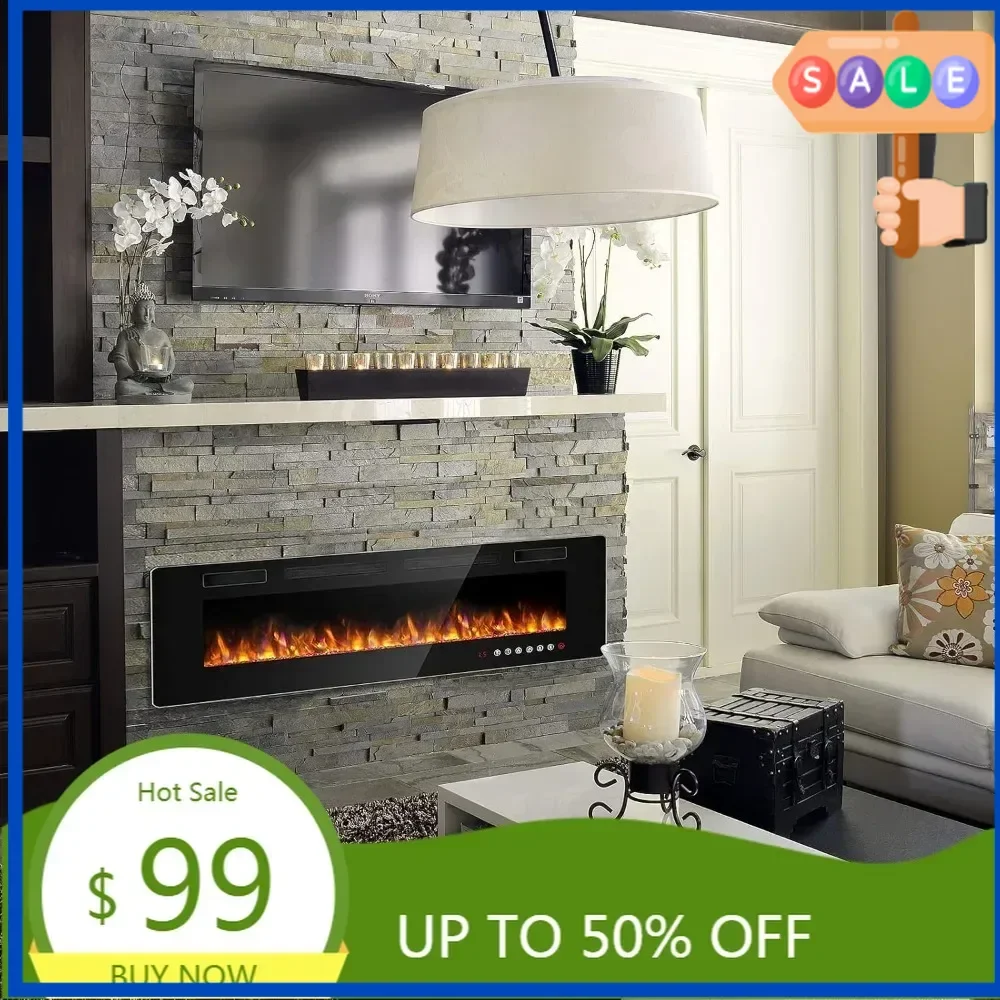 

BestsellerHot sales"72-inch slimline electric fireplace, wall-mounted design, compatible with 2x4 and 2x6 framing, 12 adjustable