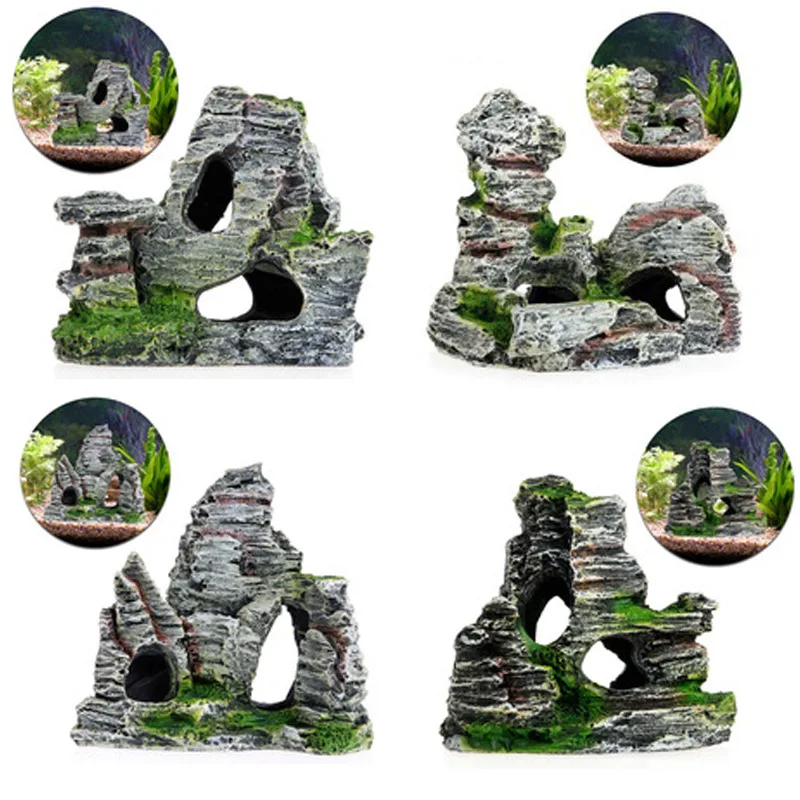 

Resin Aquarium Decoration Castle Hollow Rock Cave Coral Fish Shrimp Hiding Hole Fish Tank Landscape Ornament