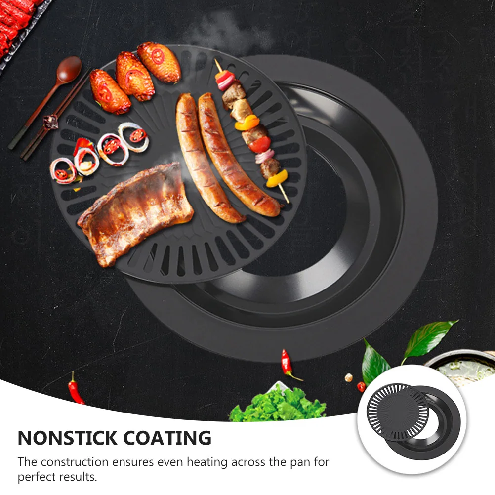 

1Pcs Non-Stick Bbq Grill Pan for Healthy Cooking Heat-Resistant Grilled Meat Plate Ideal for Holidays Bakeware Plate