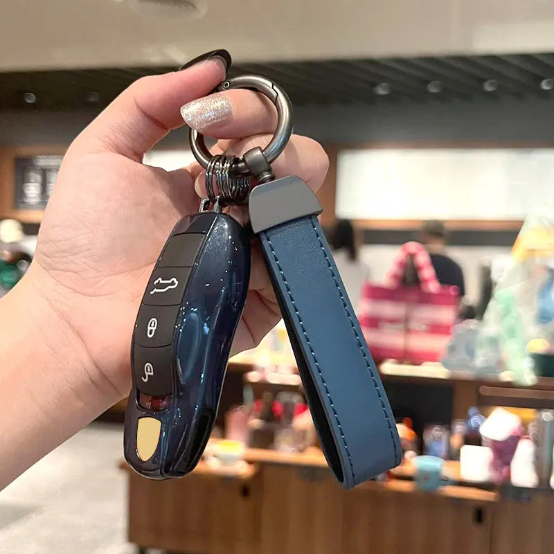 

ABS Midnight Blue Key Case Key Cover Taycan Cayman Boxster Key Shell Protective Case For Porsche 718 Cayenne Panamera 911 Macan