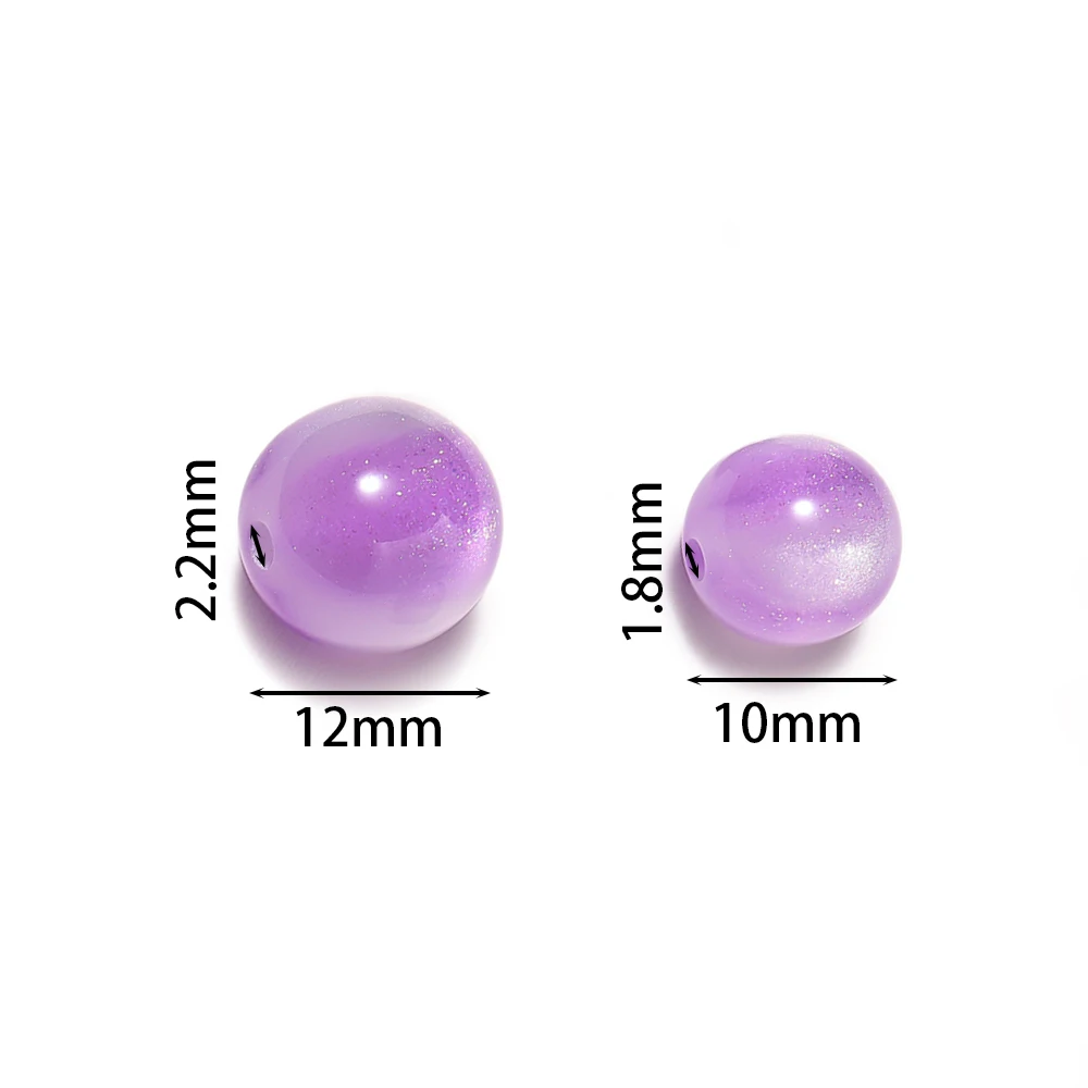 10pcs 10/12mm Colored Round Resin UV Changing Reactive Beads Spacer Beads for DIY Bracelets Necklaces Jewelry Making Accessories