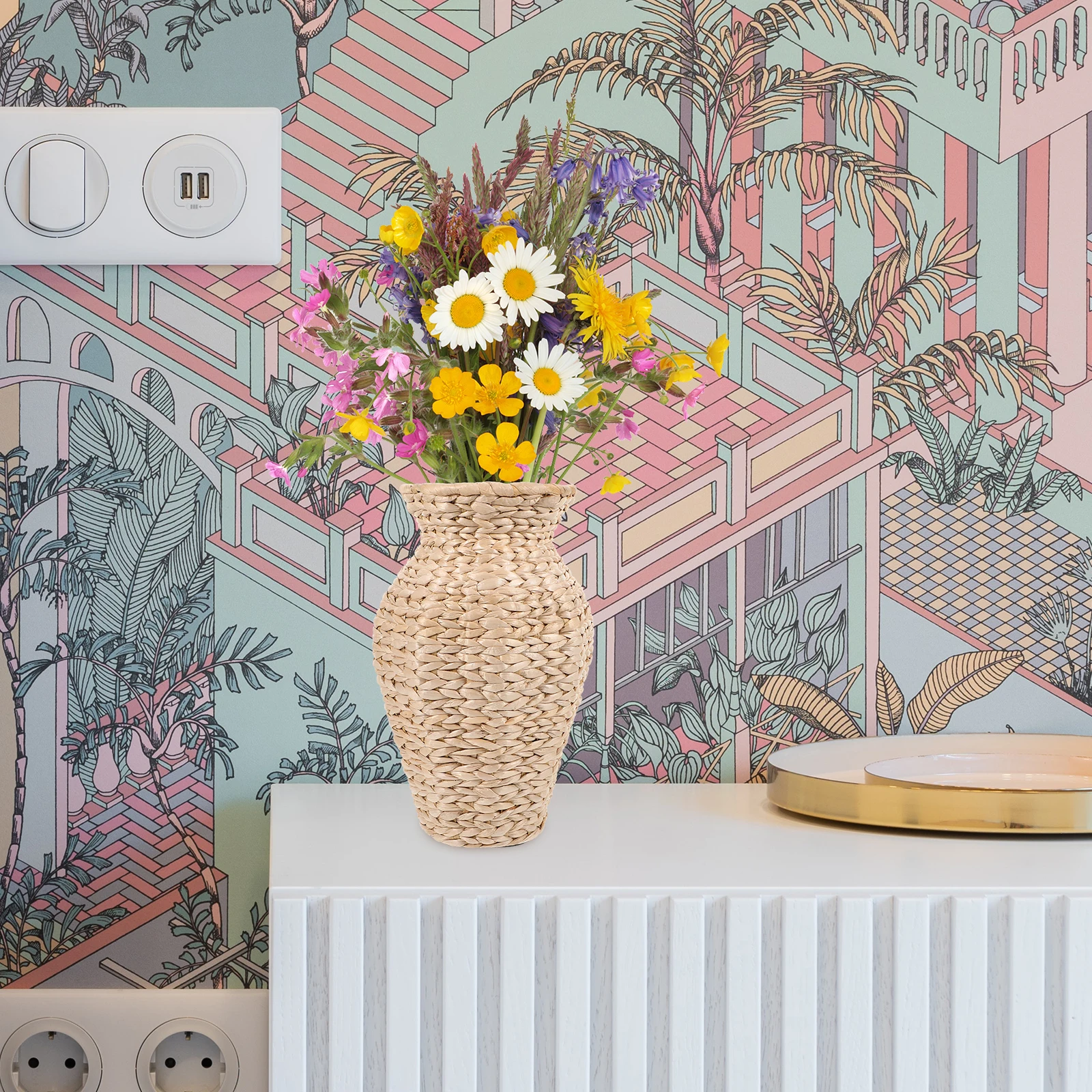 

Woven Seagrass Vase Tall Natural Flower Vase For Dried Artificial Fresh Bouquets Rustic Home Decor Centerpiece Plant