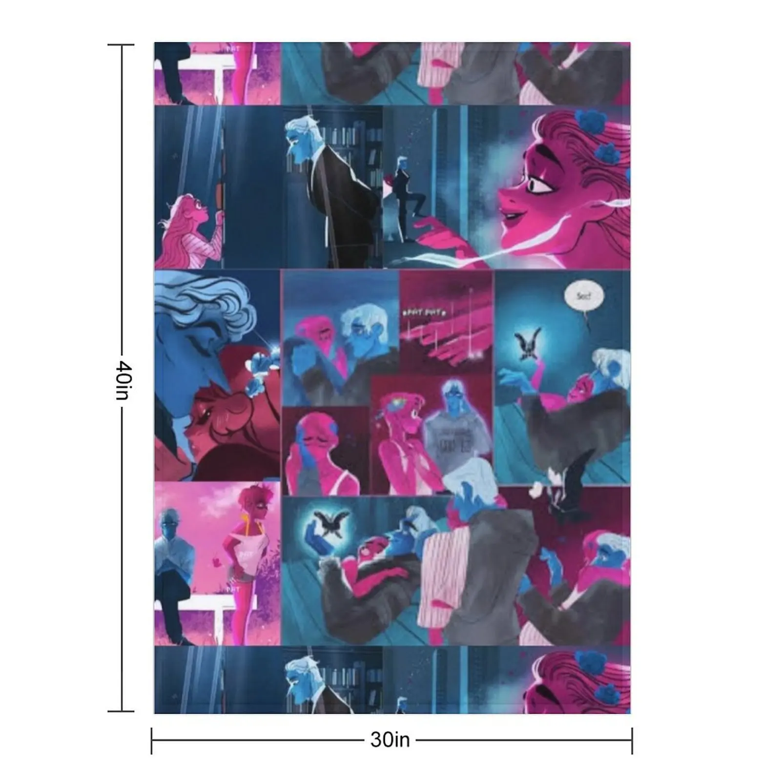 Lore Olympus Persephone and Hades Collage Webtoon Art Throw Blanket Heavy Polar Softest decorative Plush Blankets
