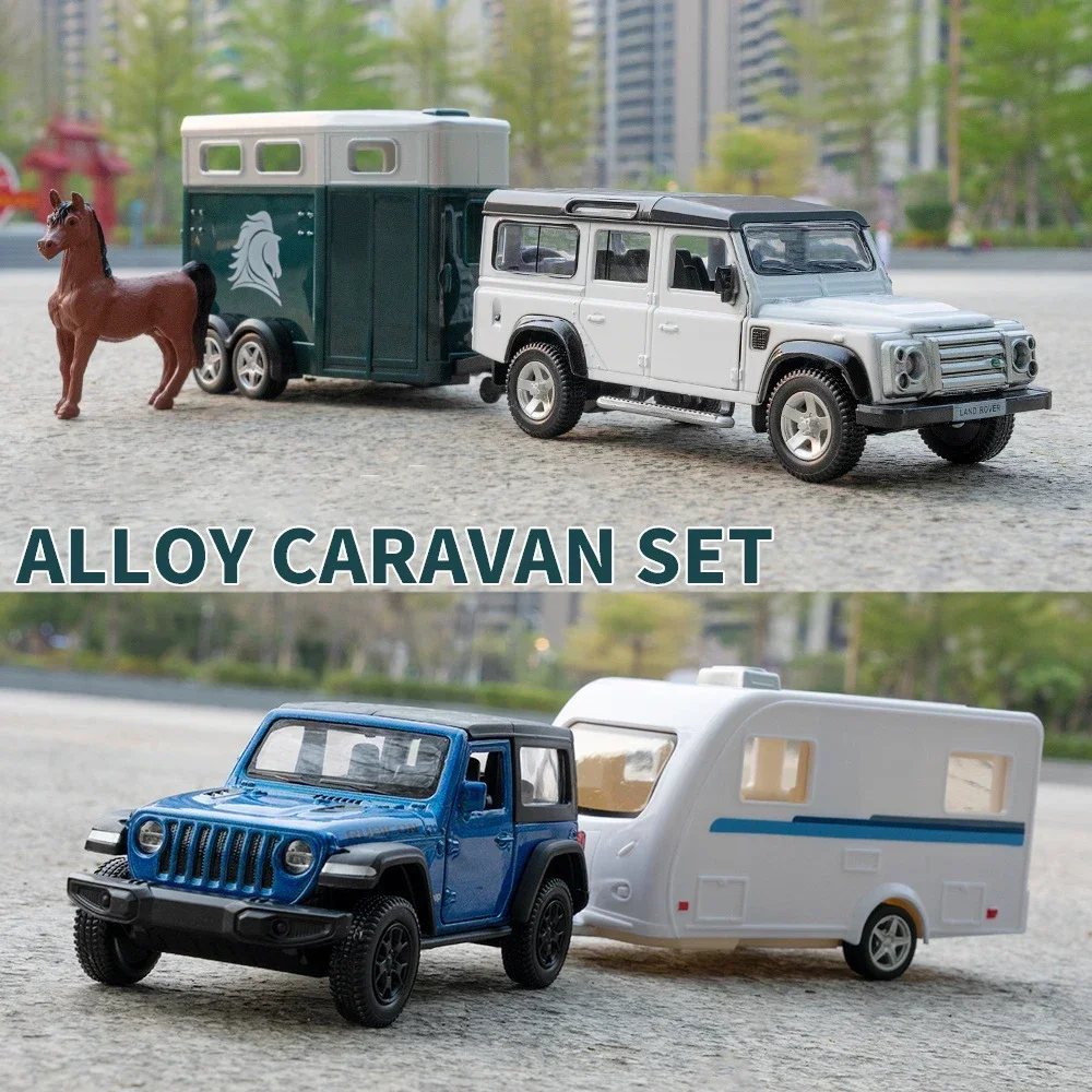 

JEEP Wrangler F150 Land Rover Travel Trailer 1:36 модель автомобиля из сплава, игрушечный автомобиль, литье под давлением, металлический литой автомобиль, игрушки для детей, автомобиль