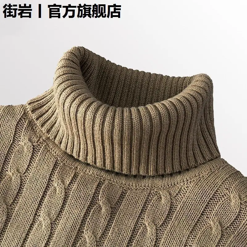 Men's Turtleneck Sweater Thick Knitted Sweater Slim and Versatile Thermal Underwear Men's Sweater Handsome Men
