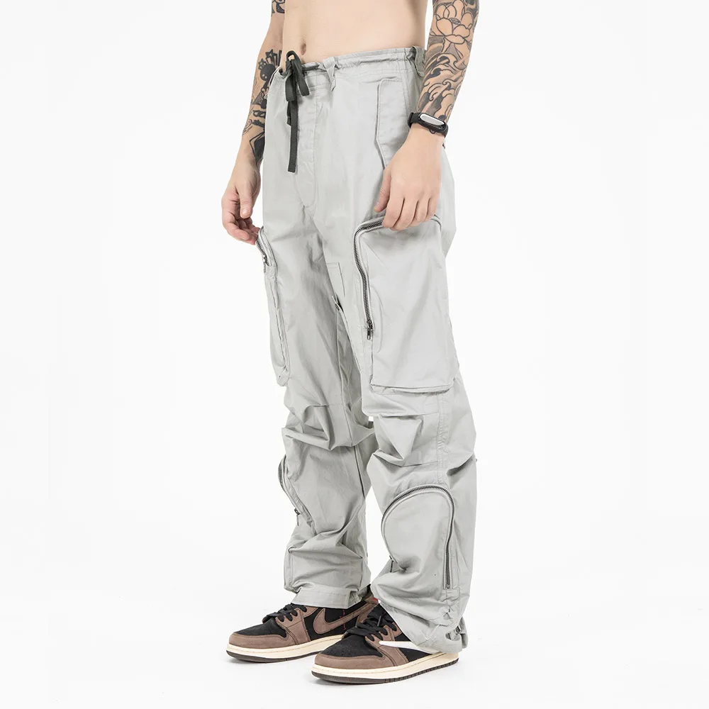 Superway Original Design Vintage Oversized Men's Pants Multiple Zippers Three-Dimensional Loose Multi-Pocket Cotton Cargo Pants