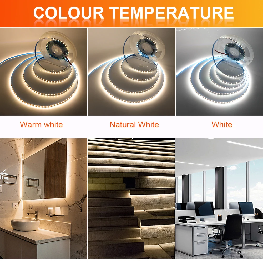3MM 5MM 8MM PCB 5V 2835 LED Strip Light 120LEDs/m Flexible Tape High Bright 1 LED Cut Warm Natural White Kitchen Rome Home Decor