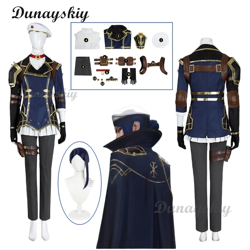 Anime Game LoL 2 Arcane Caitlyn Cosplay Costume Wig Sheriff Adult Women Roleplay Fantasia Hat Outfits Halloween Customized