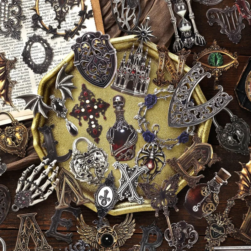 15 Sheets Dark Gothic Hard Cardstock Vintage Pattern for DIY Handmade Album Scrapbooking Decorative Paper Supplies