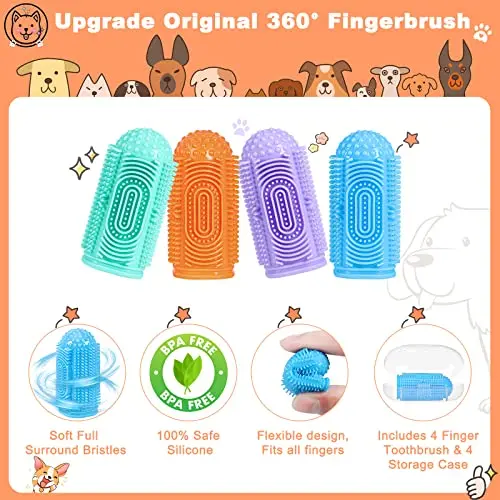 Wonderfulpet Eco-Friendly & Sustainable Reusable Silicone Pet Toothbrush Teeth Cleaning Tool for Cats & Dogs