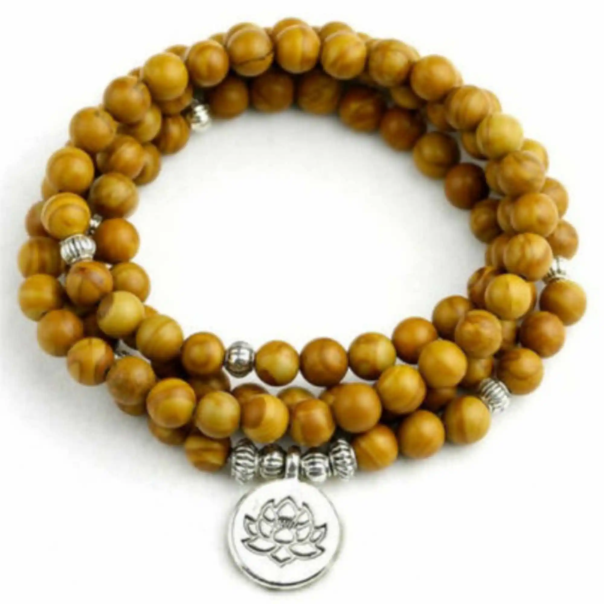 

6mm Serpeg Giante 108 Beads Lotus Pendant Bracelet Buddhism Reiki Party Japa Wear Teens Wrap Trendy Peace Sacred Prayer