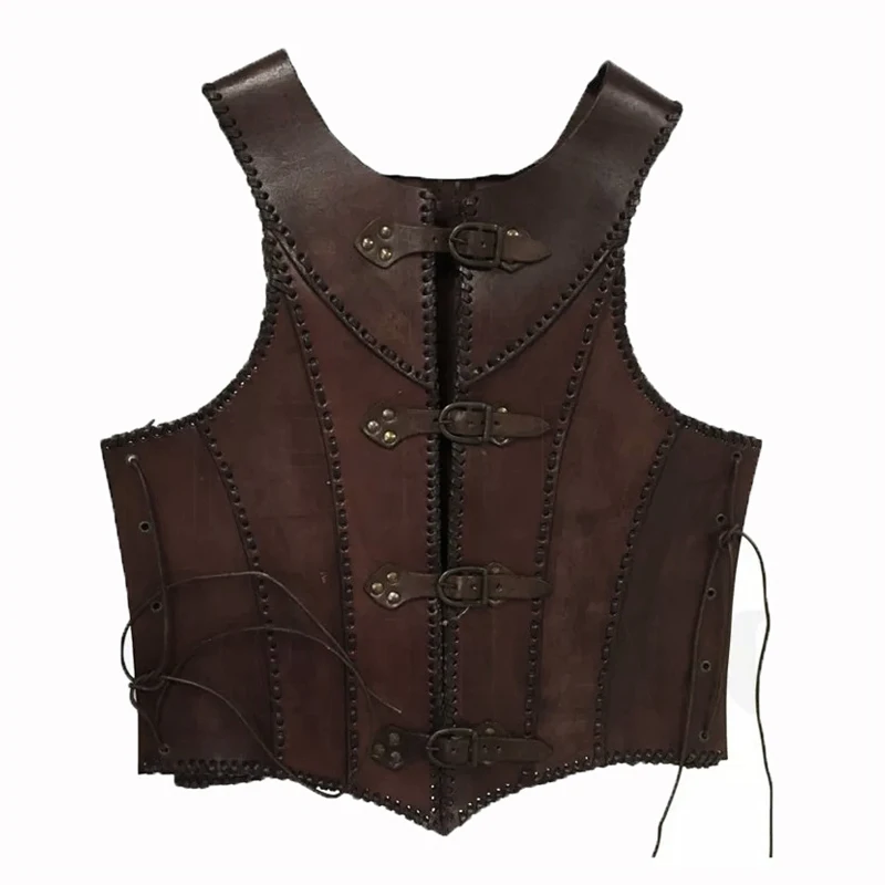 Medieval Viking Pirate Leather Vest Armor Roman Warrior Tabard Coat Steampunk Doublet Jerkin LARP Knight Cosplay Costume Adult