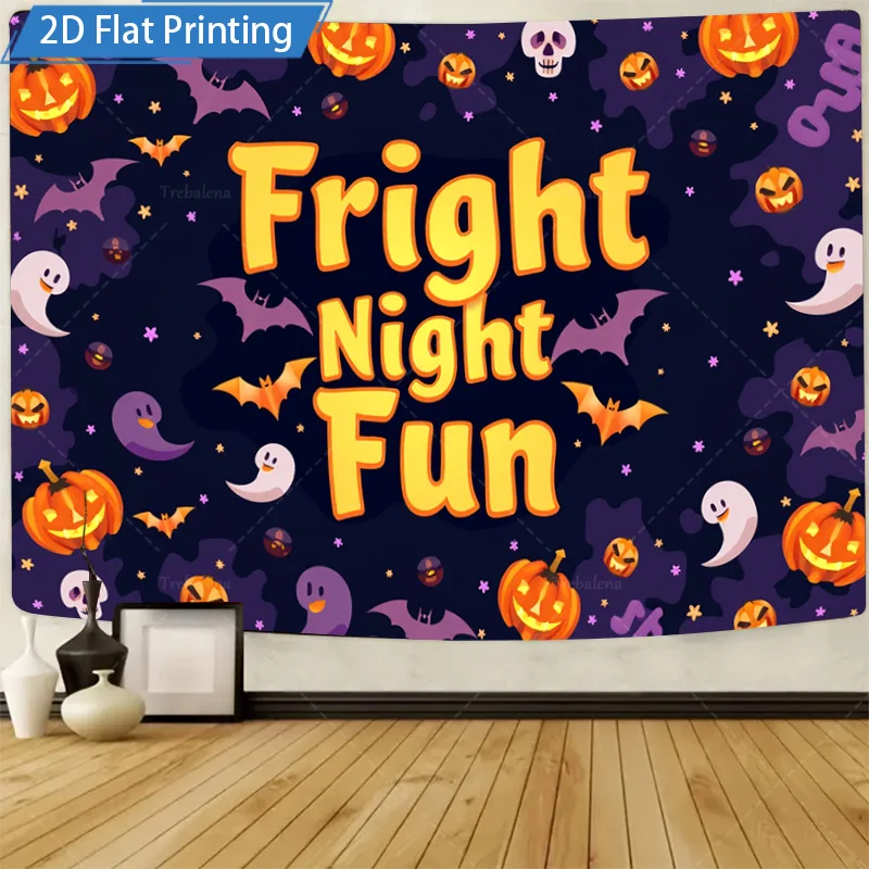 

1 шт. настенный гобелен «Fright Night Fun: гобелен с принтом тыквы и летучей мыши на Хэллоуин»