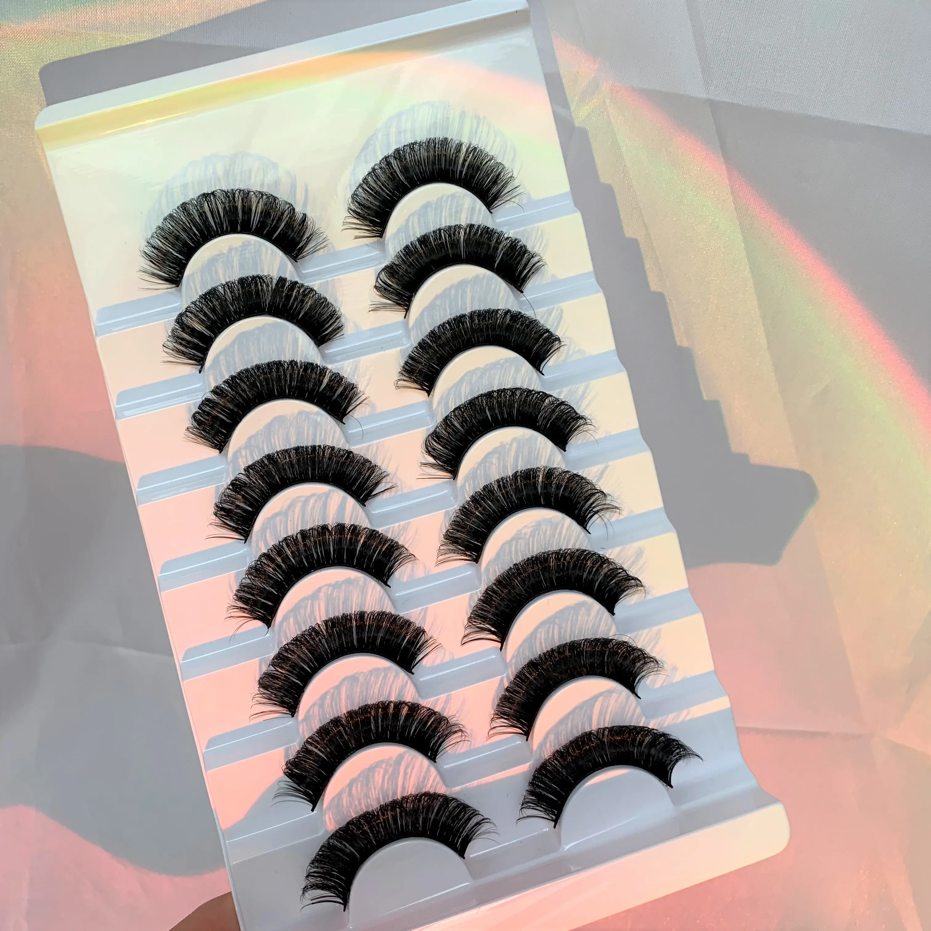 New 8 Pairs Lashes D Curl 10-16mm Russian Lashes 3D Mink Eyelashes Reusable Fluffy Russian Strip Lashes eyelashes extensions