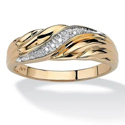 Fashion Creative Twisted Men Women Ring Exquisite Gold Color Metal Inlaid with White Zircon Engagement Ring Jewelry