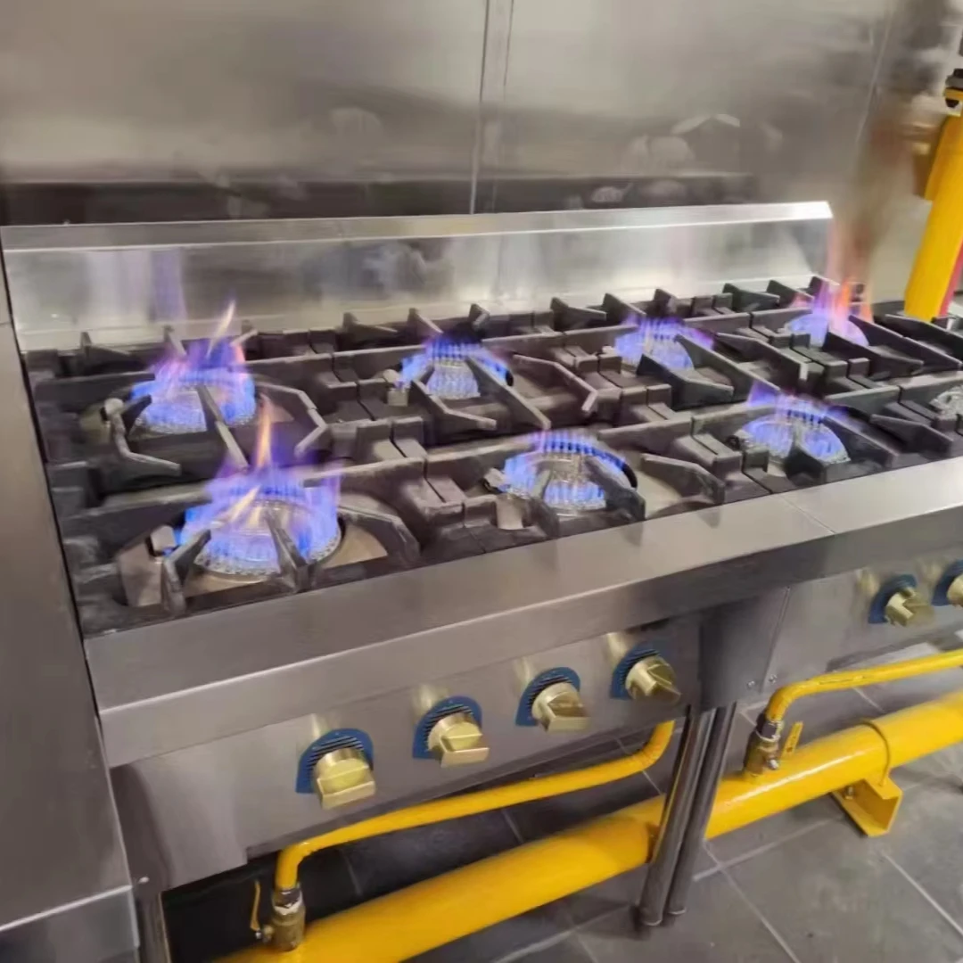 Commercial Gas Cooking Equipment Heavy Duty Stainless Steel 4-Burner 2-Ring Open Flame Stove With Integrated Safety System