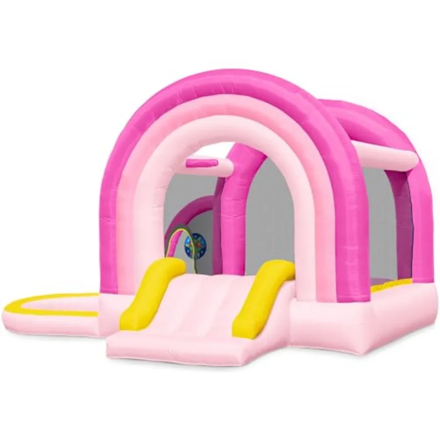 

Розовый надувной батут с горкой и бассейном с шариками для детей 3-12 лет, для использования на улице и в помещении, площадь батута 8x8 футов, грузоподъемность 400 фунтов.