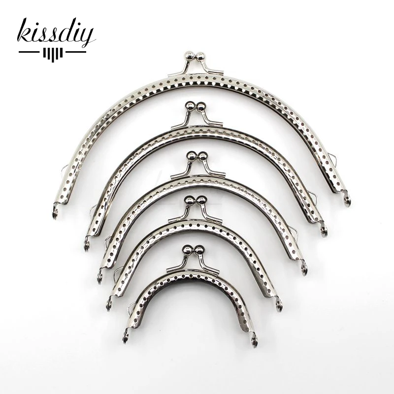 20 PCS 6.5/8.5/10.5/12.5/15.5CM Glossy Silver Basic Semicircle Metal Purse Frame Kiss Clasp Lock DIY Bag Accessories  5 Size